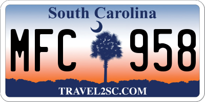 SC license plate MFC958
