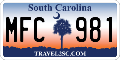 SC license plate MFC981