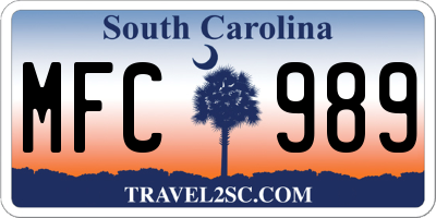 SC license plate MFC989