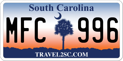 SC license plate MFC996