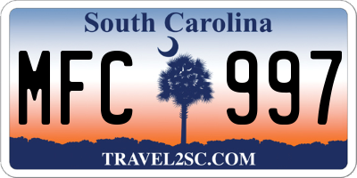 SC license plate MFC997