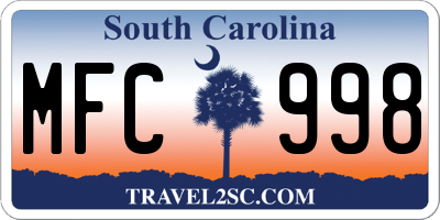 SC license plate MFC998