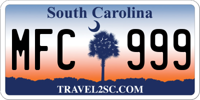 SC license plate MFC999