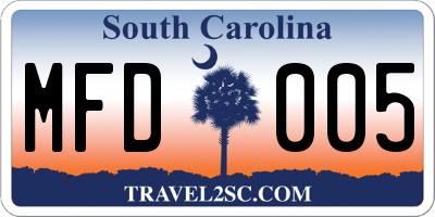 SC license plate MFD005