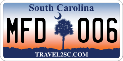 SC license plate MFD006