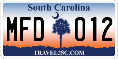 SC license plate MFD012