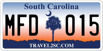 SC license plate MFD015