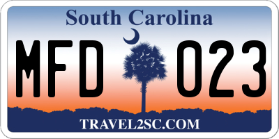 SC license plate MFD023