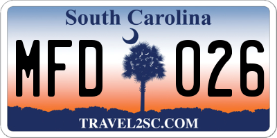 SC license plate MFD026