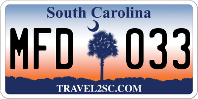SC license plate MFD033
