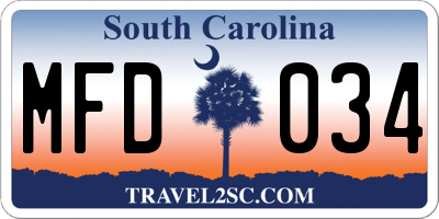 SC license plate MFD034