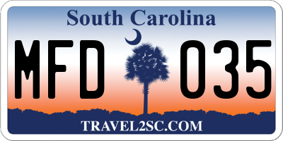 SC license plate MFD035