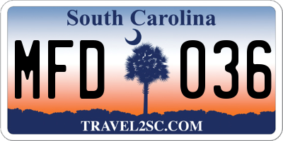 SC license plate MFD036