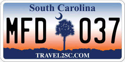 SC license plate MFD037