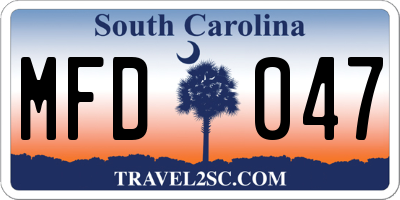SC license plate MFD047