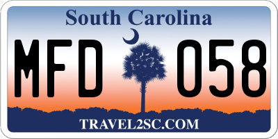 SC license plate MFD058