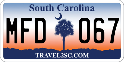 SC license plate MFD067