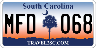 SC license plate MFD068