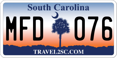 SC license plate MFD076