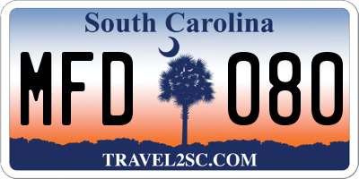 SC license plate MFD080