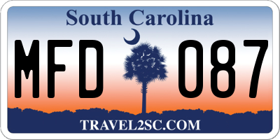 SC license plate MFD087