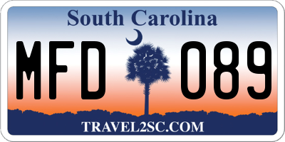 SC license plate MFD089