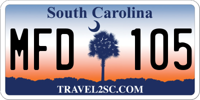 SC license plate MFD105