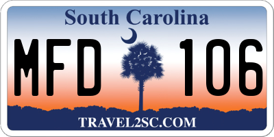 SC license plate MFD106