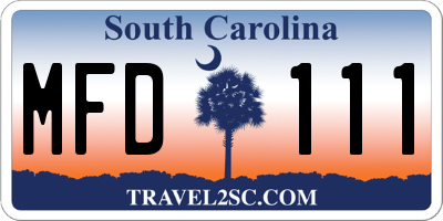 SC license plate MFD111