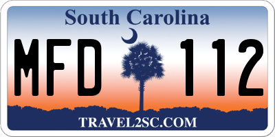 SC license plate MFD112