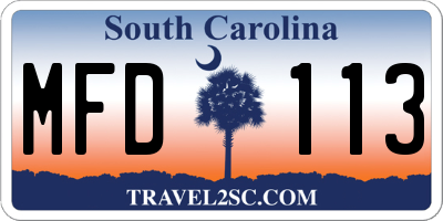 SC license plate MFD113