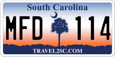 SC license plate MFD114