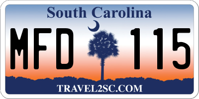 SC license plate MFD115