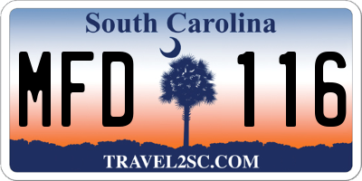 SC license plate MFD116