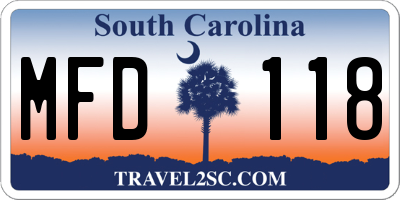 SC license plate MFD118