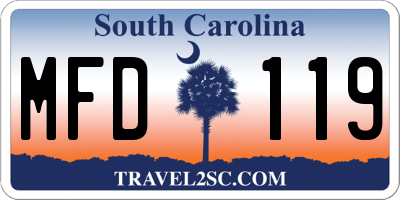 SC license plate MFD119