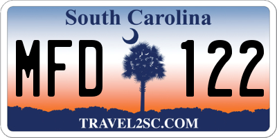 SC license plate MFD122