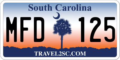 SC license plate MFD125