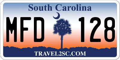 SC license plate MFD128