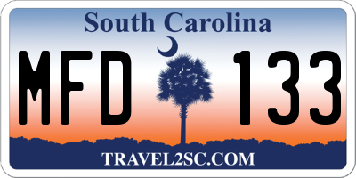 SC license plate MFD133
