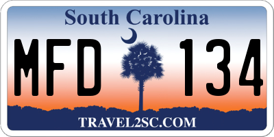 SC license plate MFD134