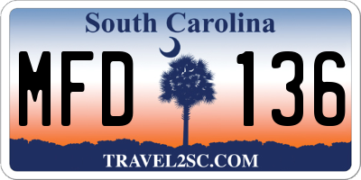 SC license plate MFD136