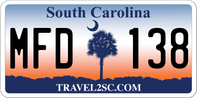 SC license plate MFD138