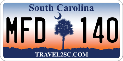 SC license plate MFD140