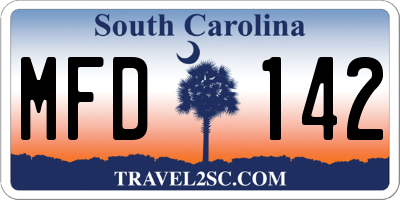 SC license plate MFD142