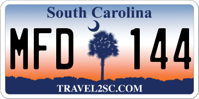 SC license plate MFD144