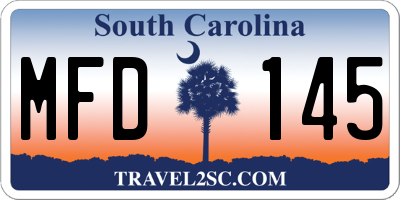 SC license plate MFD145