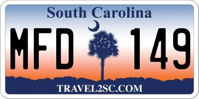 SC license plate MFD149