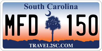 SC license plate MFD150