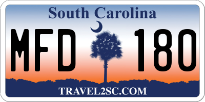 SC license plate MFD180
